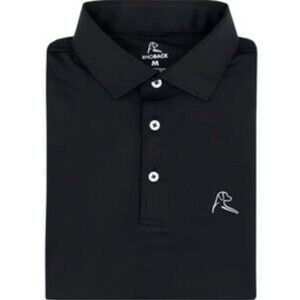 Rhoback Polo Shirt Mens Medium Black Performance Golf Stretch Lightweight Solid